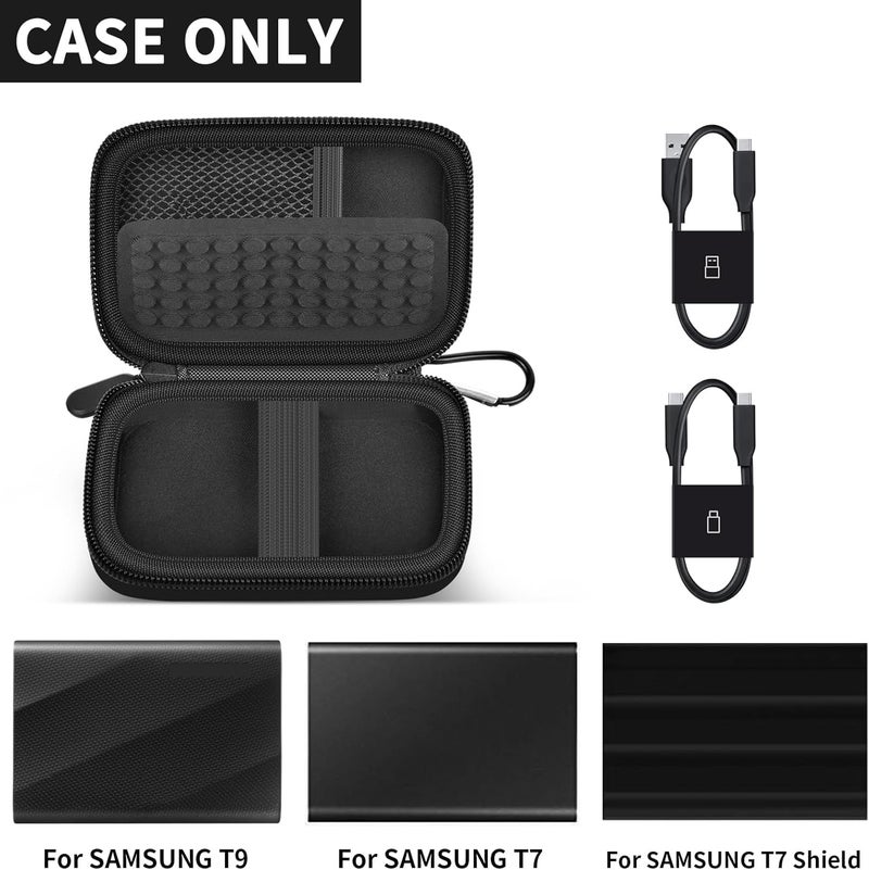 GWCASE Case Compatible with Samsung T9/ T7/ T7 Shield Portable SSD 1TB 2TB 4TB External Hard Drive, Storage Travel Carrying Holder Organizer for Solid State Drives & USB Cable (Box Only)-Black - Image 2